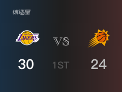 NBA季后賽 ：首節(jié)數(shù)據(jù)，湖人以30-24領(lǐng)先太陽，詹姆斯10+3