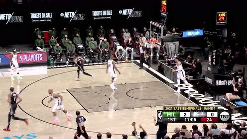 【2021年06月06日 雄鹿vs籃網(wǎng)集錦】格里芬手遞手助攻哈里斯 45度3分命中籃網(wǎng)首球