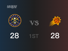 NBA季后赛：首节结束，太阳以28-28战平掘金，艾顿9+2