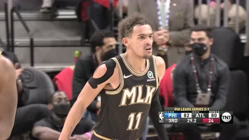 【2021年06月15日 76人vs老鹰集锦】多离谱的都能进 特雷杨超远三分引爆全场