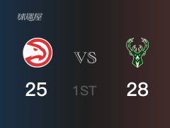 NBA季后赛:雄鹿以28-25领先老鹰,结束首节