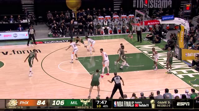 【2021年07月12日 太陽vs雄鹿集錦】字母哥vs太陽集錦 41+13+6禁區(qū)24分 追平近25年總決賽紀(jì)錄比肩奧詹