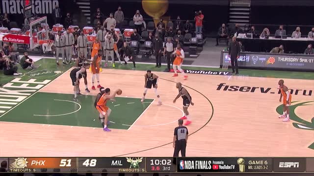 【2021年07月21日 太陽vs雄鹿集錦】太陽vs雄鹿五佳球 布克翻身跳投壓哨命中字母哥翻江倒海隔扣兩人