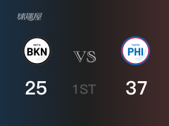 NBA季前赛：首节结束，76人以37-25领先篮网，恩比德14+3
