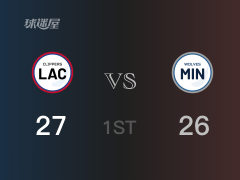 NBA常规赛：快船以27-26领先森林狼，结束首节