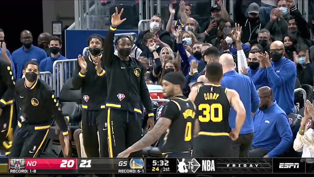 【2021年11月06日 鹈鹕vs勇士集锦】这机会简直难得 库里大号空位三分引弓一箭穿心