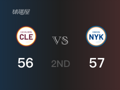 NBA常规赛：半场战罢，尼克斯以57-56领先骑士，富尼耶13+2