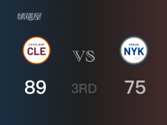 NBA常规赛：三节战罢，骑士以89- 75领先尼克斯，卢比奥23+3+6