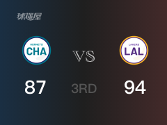 NBA常规赛：三节结束，湖人以94-87领先黄蜂，浓眉哥23+8+3