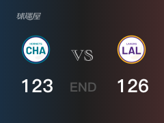 【战况】NBA常规赛：全场结束，湖人126-123战胜黄蜂，浓眉哥32+12+4
