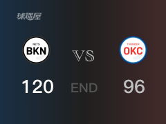 【战况】NBA常规赛：全场战罢，篮网120-96战胜雷霆，杜兰特33+8+4