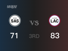 NBA常规赛：三节数据，快船以83-71领先马刺，乔治30+7+3