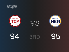 NBA常規(guī)賽：灰熊以95-94領(lǐng)先猛龍，結(jié)束三節(jié)