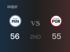 NBA常規(guī)賽：半場戰(zhàn)罷，森林狼以56-55領先開拓者，唐斯19+9+2