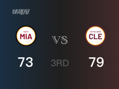 NBA常规赛:三节结束,骑士以79-73领先热火,加兰16+3+3