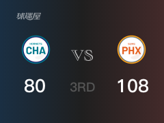 NBA常規(guī)賽：三節(jié)戰(zhàn)罷，太陽以108- 80領(lǐng)先黃蜂，布克16+6+5
