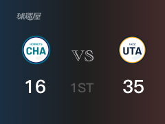 NBA常規(guī)賽：首節(jié)結束，爵士以35-16領先黃蜂，博格達諾維奇11分