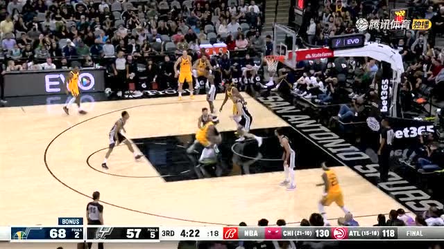 【2021年12月28日 爵士vs马刺集锦】根本防不住!克拉克森飘逸转身上篮打进