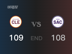 【战况】NBA常规赛：全场结束，骑士109-108战胜国王，乐福18+3+2