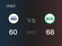 NBA常規(guī)賽：三節(jié)結(jié)束，凱爾特人以68-60領(lǐng)先步行者，塔圖姆16+8