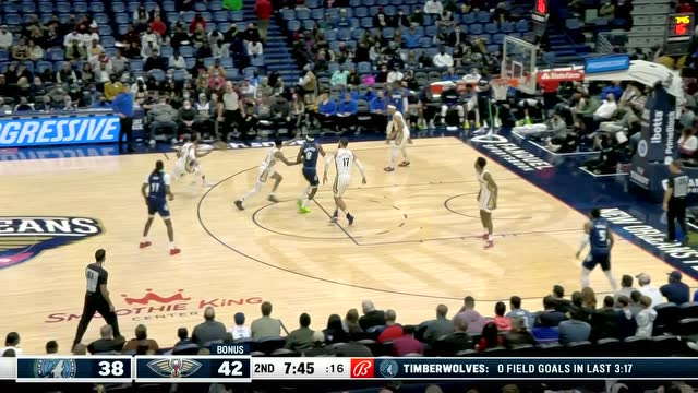【2022年01月12日 森林狼vs鹈鹕集锦】银鞍照白马飒沓如流星 里德突破反手炸筐技惊四座