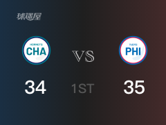 NBA常规赛:76人以35-34领先黄蜂,结束首节