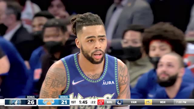 【2022年01月19日 森林狼vs尼克斯集锦】话不多说就是干!拉塞尔外线接球就扔干脆利落