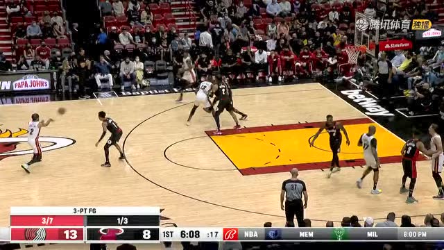 【2022年01月20日 开拓者vs热火集锦】多点连线防不胜防 阿德巴约乱军从中击地连线塔克飞身上篮