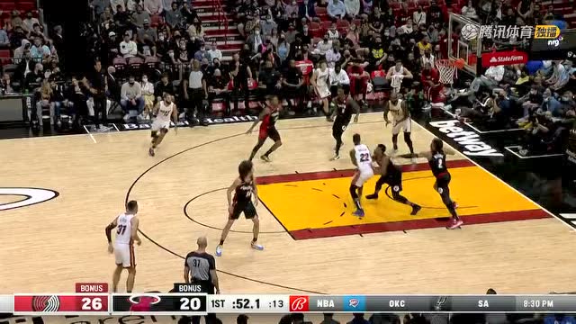 【2022年01月20日 开拓者vs热火集锦】巴特勒顶住压力击地妙传 戴德蒙接球晃开防守轻松点进