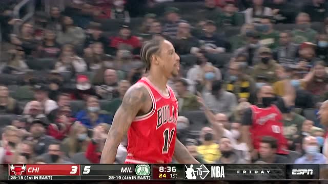 【2022年01月22日 公牛vs雄鹿集锦】德罗赞外线精准命中 字母哥篮下2+1虎虎生风
