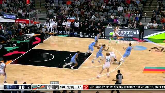 【2022年01月27日 灰熊vs马刺集锦】螺旋桨起飞!克拉克一飞冲天空接暴扣
