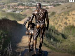 纪念科比逝世二周年 雕塑家在坠亡地竖起科比父女铜像