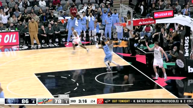 【2022年01月27日 灰熊vs马刺集锦】天高任鸟飞!莫兰特飞天遁地双手炸筐
