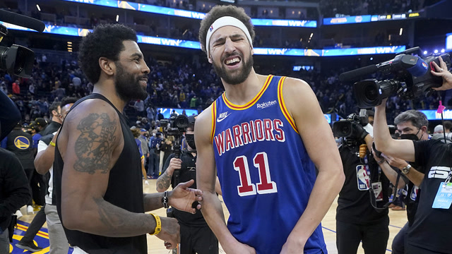 【2022年01月30日 籃網(wǎng)vs勇士集錦】太精彩的NBA春晚！籃網(wǎng)vs勇士最后半分鐘克萊&歐文三分神仙打架