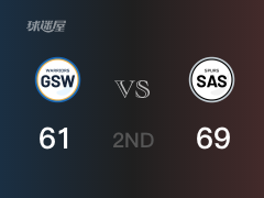NBA常规赛 :半场数据, 马刺以69-61领先勇士,默里15+5+4