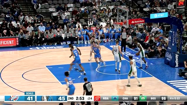 【2022年02月03日 雷霆vs独行侠集锦】假动作骗过防守 贝兹利晃飞布洛克篮下轻松命中