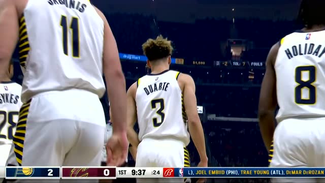【2022年02月07日 步行者vs骑士集锦】年轻人就是埋头冲！杜阿尔特无视防守强硬突破打成2+1