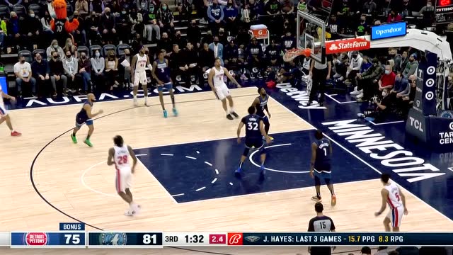 【2022年02月07日 活塞vs森林狼集锦】明尼苏达森林狼 vs. 底特律活塞 - 比赛集锦