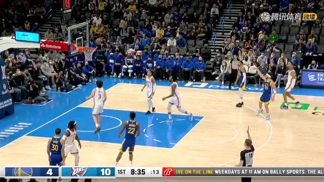 【2022年02月08日 勇士vs雷霆集锦】库里传球失误 贝兹利闪电反击双手飞扣