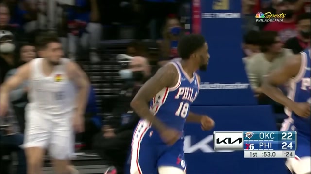 【2022年02月12日 雷霆vs76人集錦】里德送排球大帽 米爾頓趁亂反擊長途奔襲成功