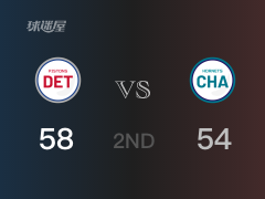 NBA常规赛：半场战罢，活塞以58-54领先黄蜂，萨迪克13+2+2