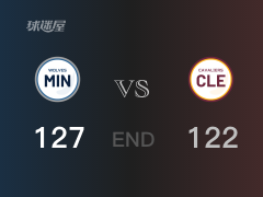 【战况】NBA常规赛：全场结束，森林狼127-122战胜骑士，拉塞尔25+4+3