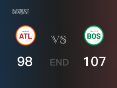 【战况】NBA常规赛:全场数据,凯尔特人107-98战胜老鹰,塔图姆33+8+7
