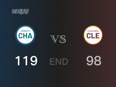 【战况】NBA常规赛：罗齐尔29+7+7，黄蜂119-98战胜骑士