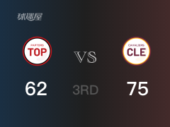 NBA常規(guī)賽：三節(jié)戰(zhàn)罷，騎士以75- 62領(lǐng)先猛龍，馬爾卡寧19+9
