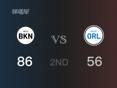 NBA常规赛 :半场数据, 篮网以86-56领先魔术,欧文41+3+3
