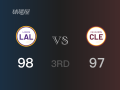 NBA常規(guī)賽：三節(jié)結(jié)束，湖人以98-97領(lǐng)先騎士，詹姆斯25+8+8