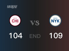 【战况】NBA常规赛：全场结束，尼克斯109-104战胜公牛，巴雷特28+6+3