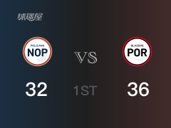 NBA常規(guī)賽：開拓者以36-32領(lǐng)先鵜鶘，結(jié)束首節(jié)