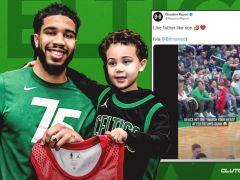 凯尔特人球星杰森·塔图姆（Jayson Tatum）的儿子德伊斯（Deuce）是你见过的最可爱的嘲讽游戏